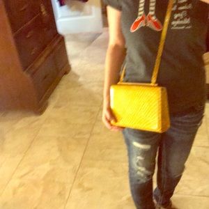 Stuart Weitzman Barrett Gold Crossbody Bag